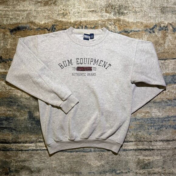 Vintage B.U.M. Equipment Crewneck Sweatshirt – Size L Gray - Picture 1 of 3